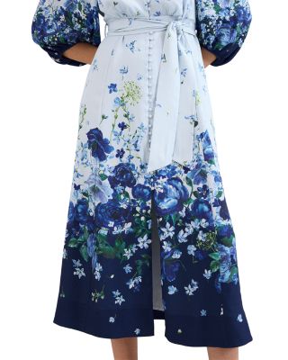 Noella Blue Floral Shirt Midaxi Dress 