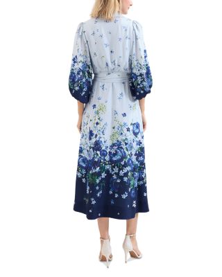 Petite Noella Blue Floral Shirt Midaxi Dress