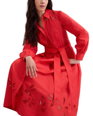 Kim Floral Cutwork Midi Shirtdress