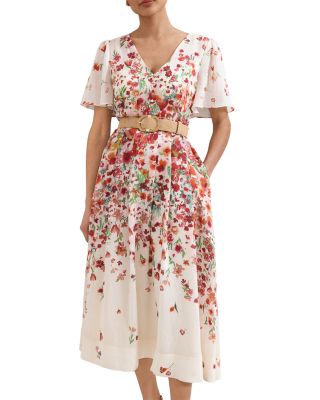 Lovette Cream Floral Midi Dress 