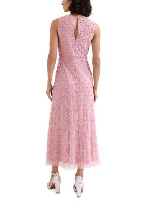 Leandra Pink Beaded Midaxi Dress 