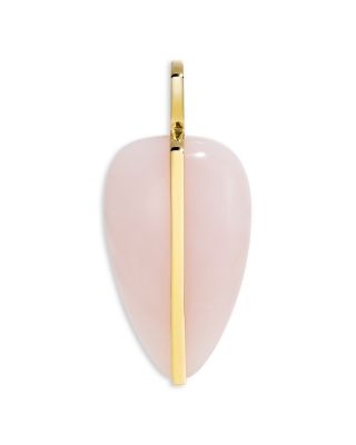 14K Yellow Gold Pink Opal Large Pebble Pendant 