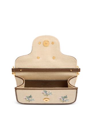 Locò VLogo Small Embroidered Linen Shoulder Bag