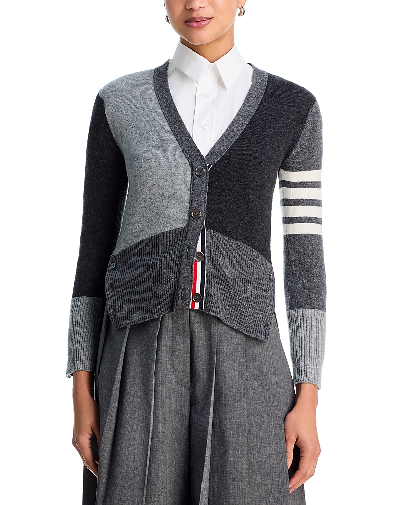 Thom Browne Funmix Classic Fit V Neck Cashmere Cardigan