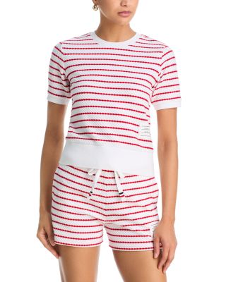 Striped Textured Honeycomb Short Sleeve Tee