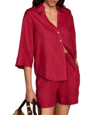  Women's Linen Short Sleeve Resort Shirt