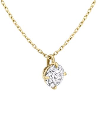 Solitaire Pendant in 14K Gold, 2ctw Round Brilliant Lab Grown Diamond