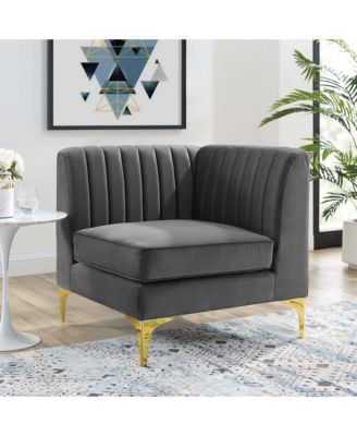  Triumph Channel Tufted Performance Velvet Sectional Sofa Corner Chair