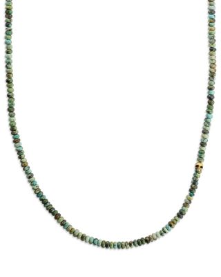 Men's Brass Turquoise & Skull Bead Necklace, 24"