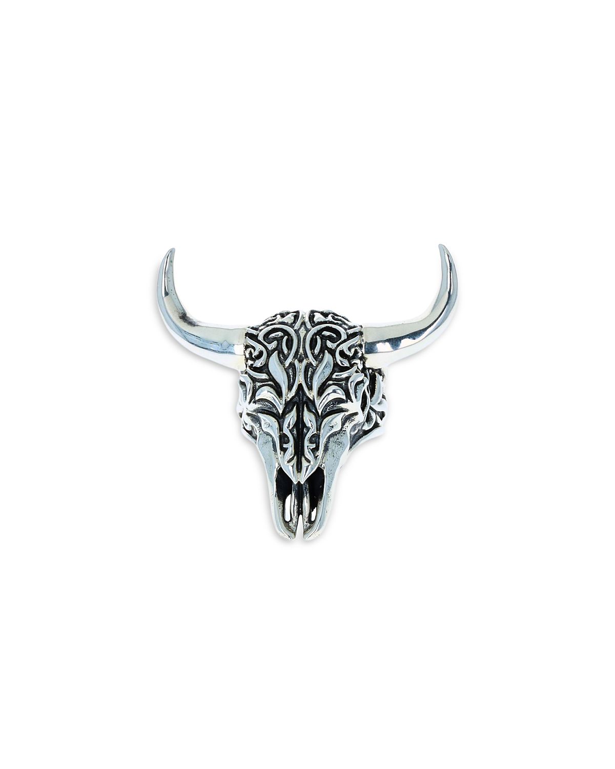 King Baby Studio Men's Sterling Silver Wild West Buffalo Skull Ring