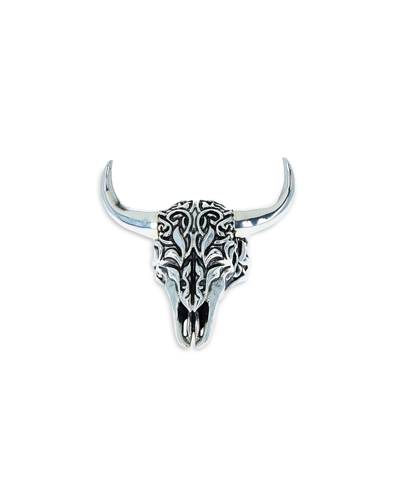 King Baby Studio Men's Sterling Silver Wild West Buffalo Skull Ring