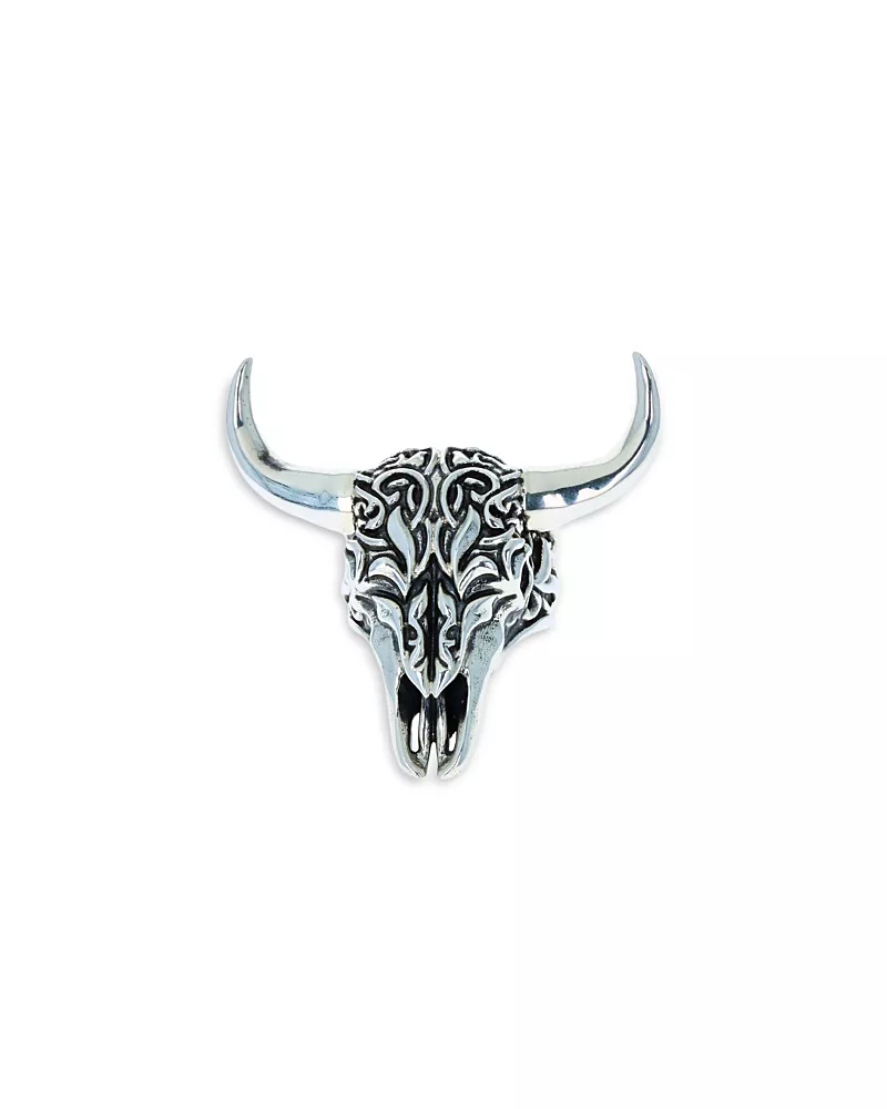 King Baby Studio Men's Sterling Silver Wild West Buffalo Skull Ring