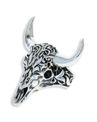 Men's Sterling Silver Wild West Buffalo Skull Ring