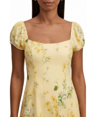 Women's Sadie Cap Sleeve Linen Midi Dress