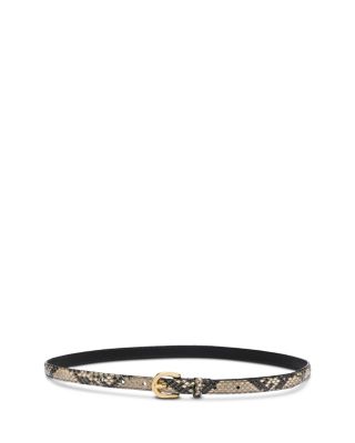 Petite Square Buckle Snake Embossed Leather Belt