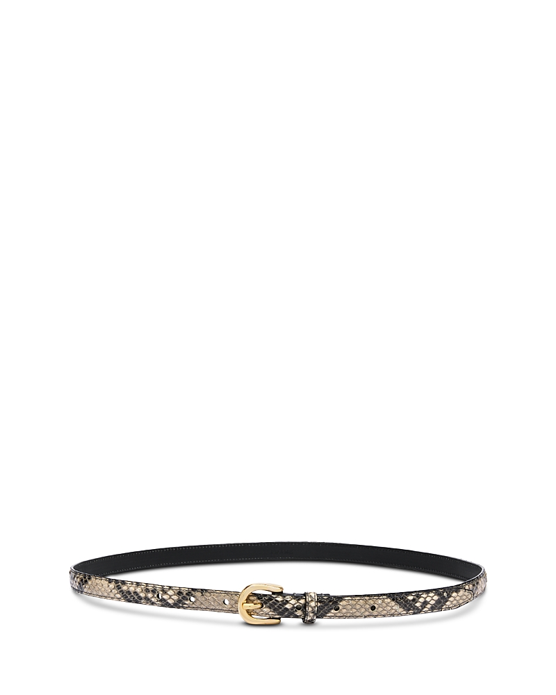 Frame Petite Square Buckle Snake Embossed Leather Belt