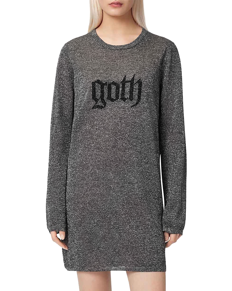 Allsaints Deetz Goth Graphic Sweater Dress