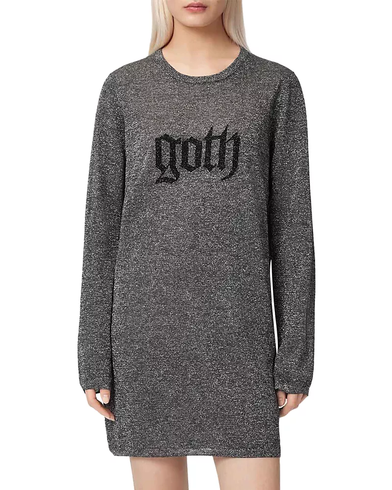 Allsaints Deetz Goth Graphic Sweater Dress