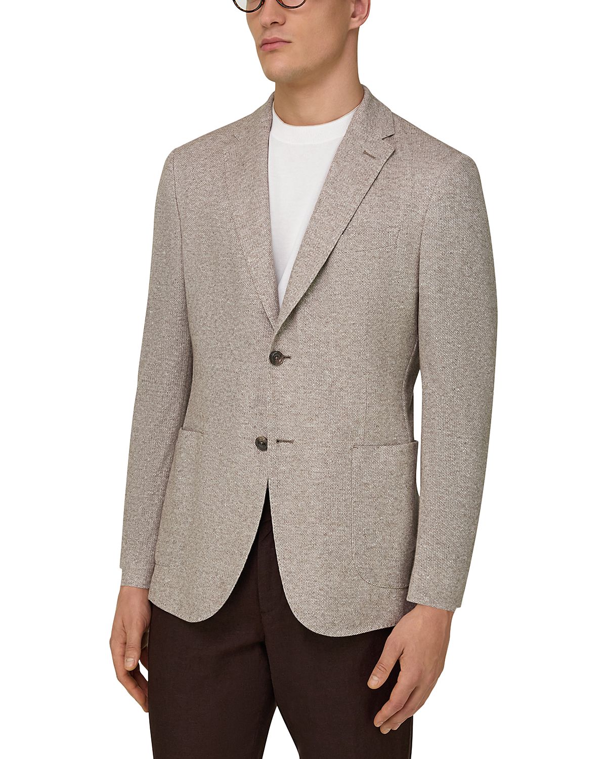 Boggi Milano Regular Fit Textured Linen Jacket