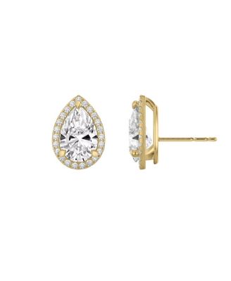  Halo Stud in 14K Gold, 1.5ctw Pear Lab Grown Diamond