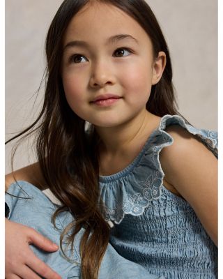 Girls' Blueberry-Overlay Indigo Chambray Dress - Little Kid