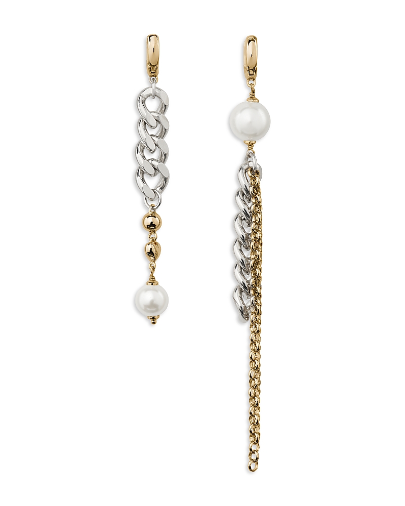 kate spade new york Chain Reaction Imitation Pearl Asymmetrical Chain Earrings