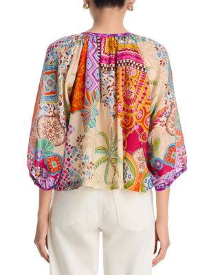 Michaella Printed Peasant Blouse