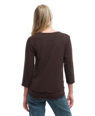  3/4 Sleeve Shrunken Crew Mock Layer Tee