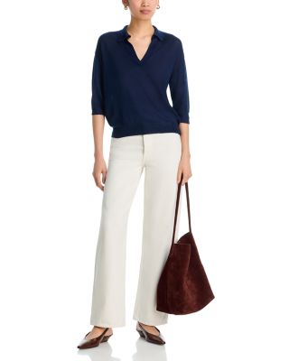 Wool Silk Knit 3/4 Sleeve Top