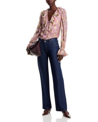 Leia Jacquard Ruffle Blouse