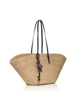 East West Large Straw Beach Tote Bag 