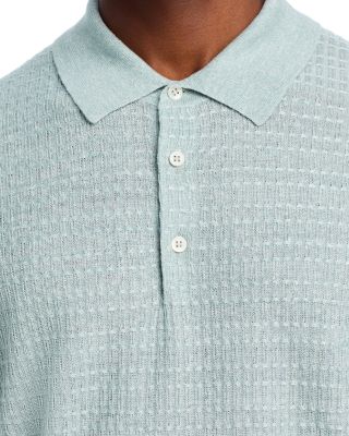 M&eacute;lange Parquet Stitch Knit Polo Shirt