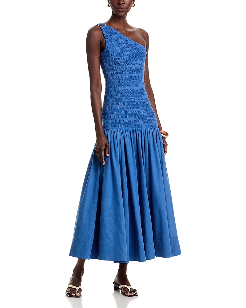 Toccin Darlene One Shoulder Smocked Maxi Dress