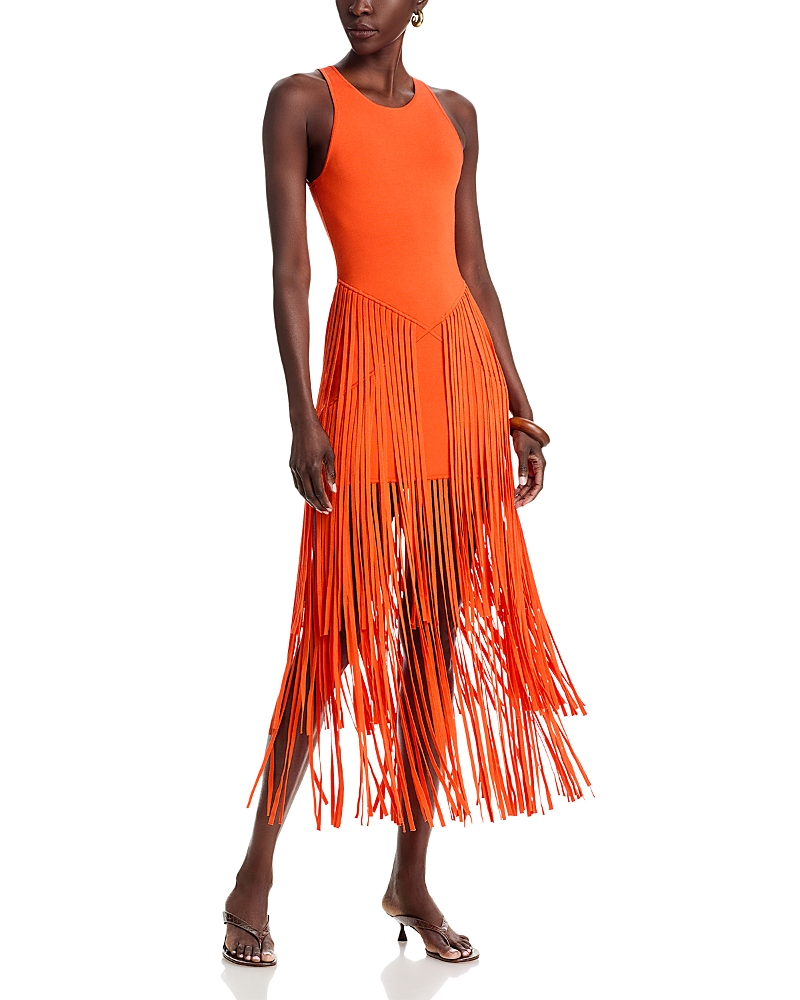 Toccin Jora Fringe Trim Racer Dress