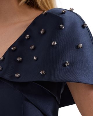 Erina Navy Satin Twill Midi Dress