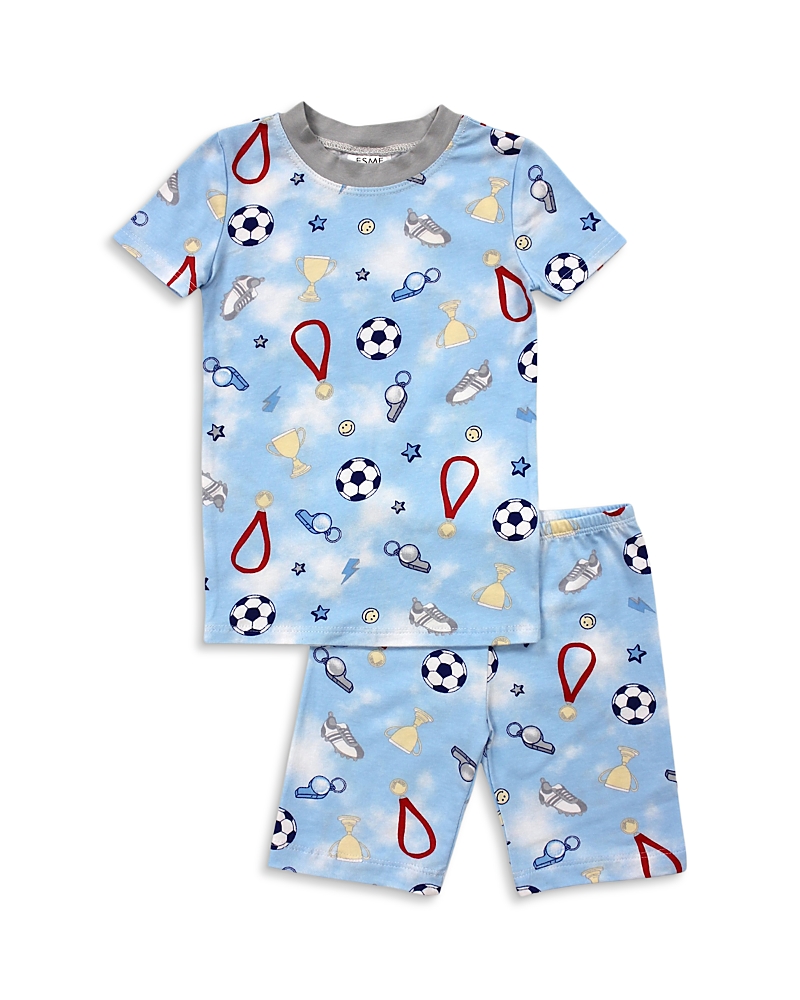 Esme Boys' Soccer Print Short Sleeved Top & Shorts Pajama Set - Little Kid