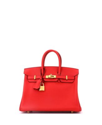 Birkin 25 Handbag Red Swift with Gold Hardware