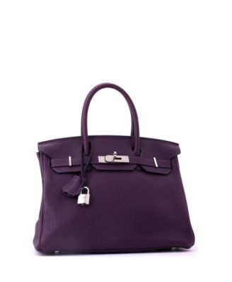 Birkin 30 Handbag Purple Clemence with Palladium Hardware