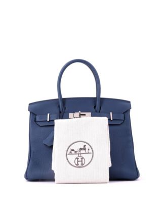 Birkin 30 Handbag Blue Togo with Palladium Hardware