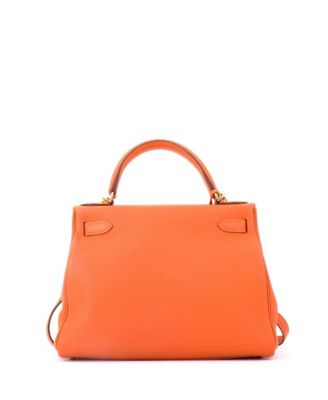 Kelly 28 Handbag Orange Togo with Gold Hardware