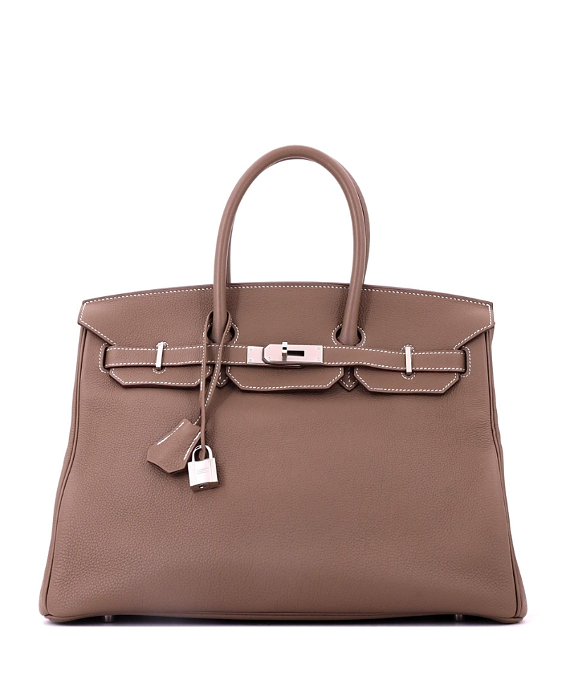 Pre-owned Pre-owned Hermes Hermes Birkin 35 Handbag Grey Togo With Palladium Hardware In Etoupe