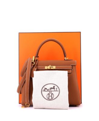 Kelly 25 Handbag Brown Togo with Gold Hardware