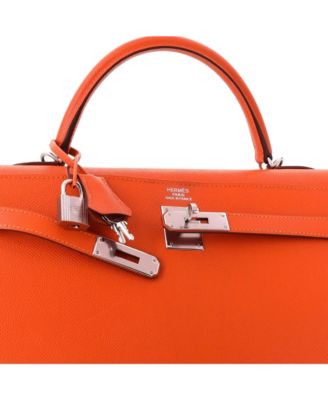 Kelly 35 Handbag Orange Epsom with Palladium Hardware