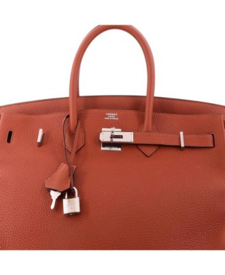 Birkin 35 Handbag Brown Togo with Palladium Hardware