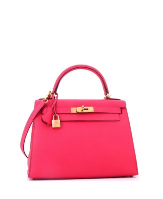 Kelly 28 Handbag Pink Epsom with Gold Hardware