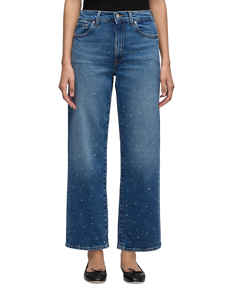 7 For All Mankind Stovepipe Straight Ankle Jeans in Blue Shine