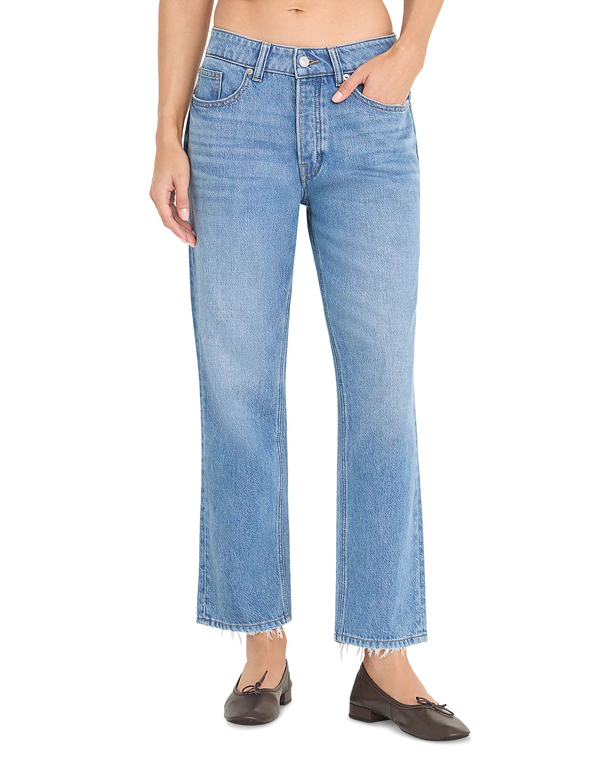 Good American Weightless Boyfriend High Rise Ankle Jeans