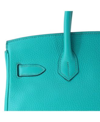 Birkin 30 Handbag Blue Clemence with Palladium Hardware