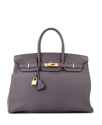 Birkin 35 Handbag Grey Togo with Gold Hardware