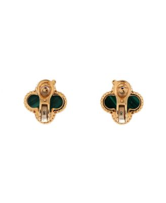  Vintage Alhambra Earrings 18K Gold and Malachite